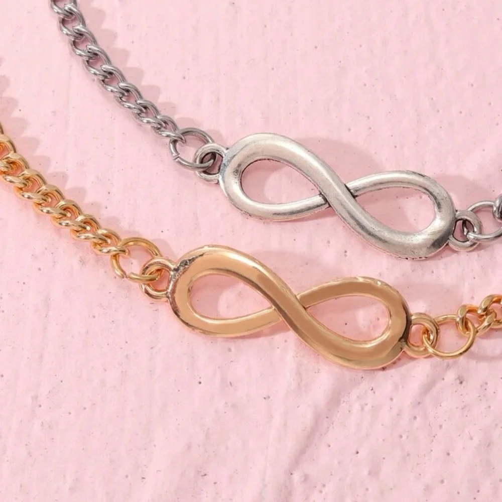 2pcs Couple Infinity Decor Silver Gold Love Infinity Bracelet Gift - Picture 4 of 4